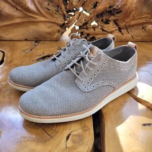 Cole Haan Men Oxford Shoes Original Grand Stitchlite Size 10.5 Gray Knit Casual